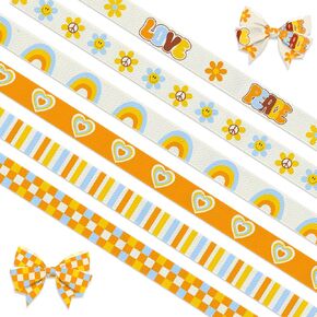 6 PCS Birthday Ribbons for Crafting, 3/8" Width Grosgrain Ribbons Pink Blue Ribbon Birthday Cake Balloons Flags Craft Ribbons for Gift Wrapping Birthday Baby Shower Decoration