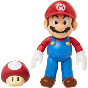 SUPER MARIO 4" Articulated Mario Action Figure with Super Mushroom