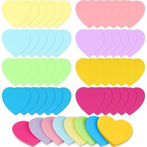 Teling 48 Pcs Heart Sticky Notes, 2160 Sheets Heart Shaped Sticky Notepads, 3 x 3 Cute Self Sticky Notepads Colorful Power Notes for Valentine's Day Office School and Home Reminders, 8 Color