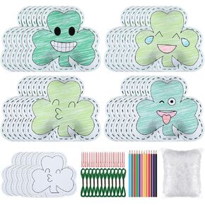 Affdiaree 24 Set St. Patrick's Day Crafts Color Your Shamrock Art Craft Kit for Kids St.