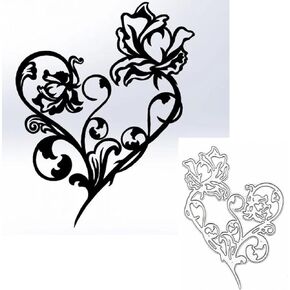 Flower Heart Metal Die Cuts, Rose Flowers Leaf Love Heart Frame Cutting Dies Stencils DIY Crafts Cards Cuts for DIY Embossing Card Making Photo Decorative Paper Dies Scrapbooking