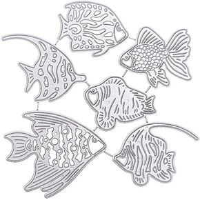 LZBRDY 6 Pieces/Pack Fish Metal Cutting Dies for Card Making Scrapbooking Birthday Thanksgiving Christmas Craft Die Cuts Stencil