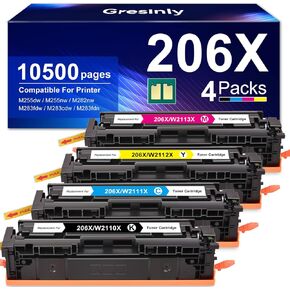 206X Toner Cartridges 4-Pack High Yield Replacement for 206X HP Toner Cartridge Set 206A W2110X for Color Laserjet Pro MFP M283fdw M283cdw M283fdn M255dw M255nw Printer W2110A HP Ink 206X HP206X 206A