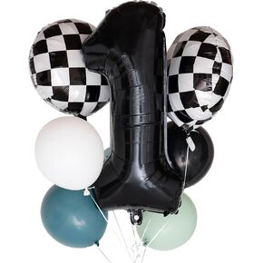Race Car Balloon Bundle - 8 PCS Race Car Party Decorations,Two Fast Birthday, Black Number 2 Balloon Checkered Balloons Tire Balloons for Boys 2nd Birthday (Car 2 ballon)
