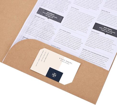 10 Pcs Pocket Presentation Paper File Folders A4 Letter Size Brown Black Portfolio Kraft Paper File Holders 8.5 x 11.5" Matte Cardstock Pocket Folders with Pockets for Business Home Office in Kuwait