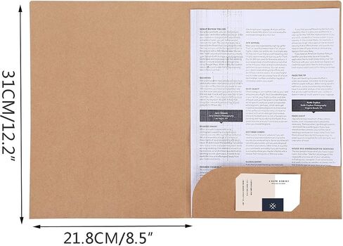 10 Pcs Pocket Presentation Paper File Folders A4 Letter Size Brown Black Portfolio Kraft Paper File Holders 8.5 x 11.5" Matte Cardstock Pocket Folders with Pockets for Business Home Office in Kuwait