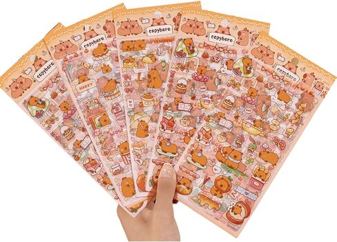 30 Sheets Cute Capybara Stickers for Kids Girls Kawaii Panda Stickers Waterproof Cartoon Animal Stickers DIY Decorative Adhesive Sticker for Phone Case Stationery Party Gifts (Capybara) in Saudi Arabia