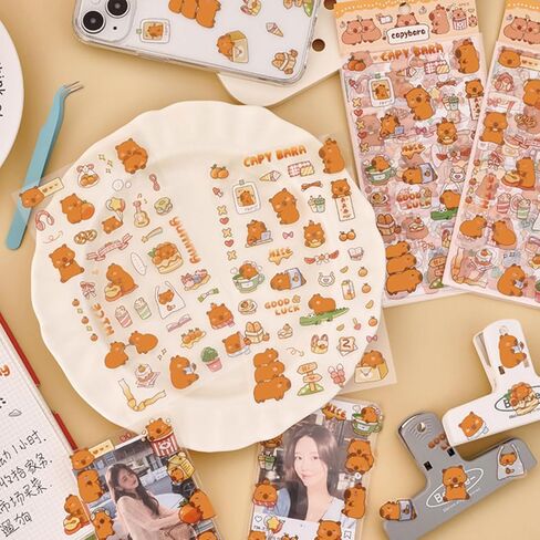 30 Sheets Cute Capybara Stickers for Kids Girls Kawaii Panda Stickers Waterproof Cartoon Animal Stickers DIY Decorative Adhesive Sticker for Phone Case Stationery Party Gifts (Capybara) in Saudi Arabia