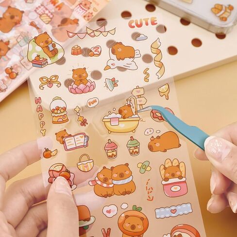 30 Sheets Cute Capybara Stickers for Kids Girls Kawaii Panda Stickers Waterproof Cartoon Animal Stickers DIY Decorative Adhesive Sticker for Phone Case Stationery Party Gifts (Capybara) in Saudi Arabia