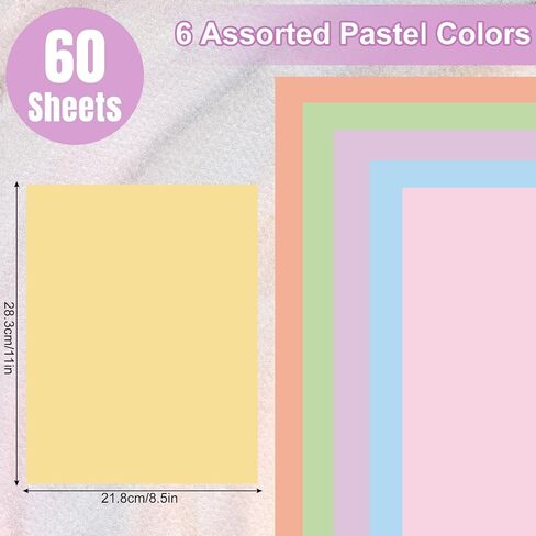 AnyDesign 60 Sheets 8.5 x 11 Inch Neon Colored Card Stock Thick Paper Cards Fluorescent Scrapbook Paper for Prints DIY Arts Crafts School Office Home Supplies in Saudi Arabia
