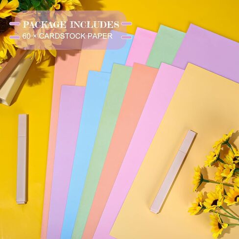 AnyDesign 60 Sheets 8.5 x 11 Inch Neon Colored Card Stock Thick Paper Cards Fluorescent Scrapbook Paper for Prints DIY Arts Crafts School Office Home Supplies in Saudi Arabia