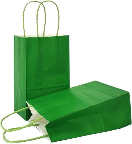 AZOWA Gift Bags Small Kraft Paper Bags with Handles (5 x 3.1 x 8.2 in, Green, 12 Pcs) in Kuwait