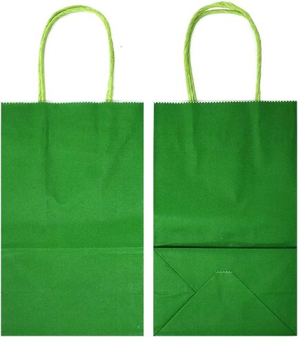 AZOWA Gift Bags Small Kraft Paper Bags with Handles (5 x 3.1 x 8.2 in, Green, 12 Pcs) in Kuwait