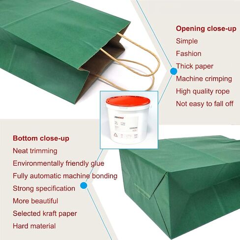 AZOWA Gift Bags Small Kraft Paper Bags with Handles (5 x 3.1 x 8.2 in, Green, 12 Pcs) in Kuwait