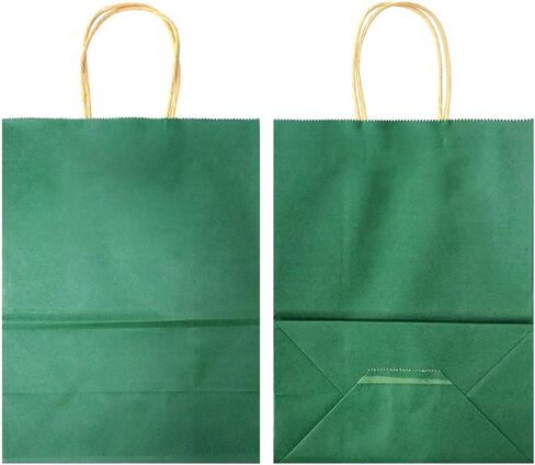 AZOWA Gift Bags Small Kraft Paper Bags with Handles (5 x 3.1 x 8.2 in, Green, 12 Pcs) in Kuwait
