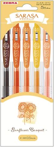 Zebra JJ15-TU-5C Gel Ballpoint Pen, Sarasa Clip, 0.02 inches (0.5 mm), Flower Bouquet, Tulip, Set of 5 Colors in Kuwait