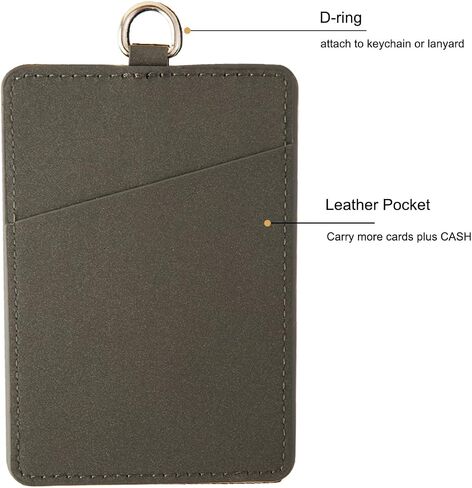 Badge Holders,Leather ID Badge Holder,Vertical Leather ID Badge Card Holder with 1 Clear ID Window and 1 Detachable Neck Lanyard for Offices ID,School ID (Pink-C) in Saudi Arabia