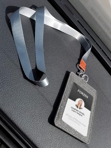 Badge Holders,Leather ID Badge Holder,Vertical Leather ID Badge Card Holder with 1 Clear ID Window and 1 Detachable Neck Lanyard for Offices ID,School ID (Pink-C) in Saudi Arabia