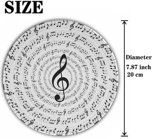 Round Mouse Pad, Music Note Mousepad, Non-Slip Rubber Base Mouse Pads, for Desktop Notebook Mouse Mat 7.87 inches (20cm), Item-019 in Saudi Arabia