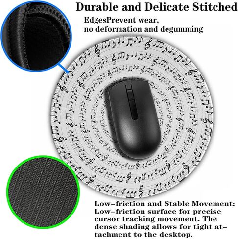 Round Mouse Pad, Music Note Mousepad, Non-Slip Rubber Base Mouse Pads, for Desktop Notebook Mouse Mat 7.87 inches (20cm), Item-019 in Saudi Arabia