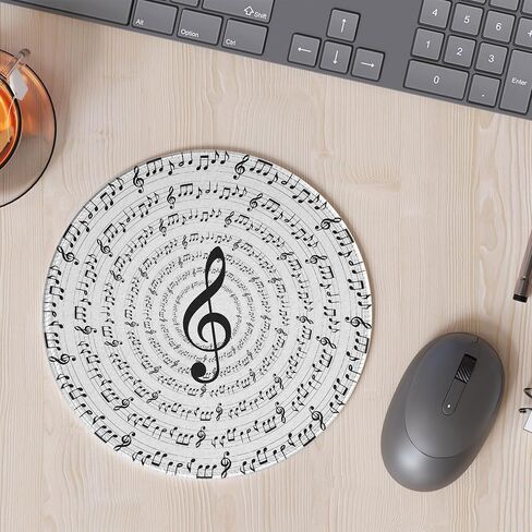 Round Mouse Pad, Music Note Mousepad, Non-Slip Rubber Base Mouse Pads, for Desktop Notebook Mouse Mat 7.87 inches (20cm), Item-019 in Saudi Arabia