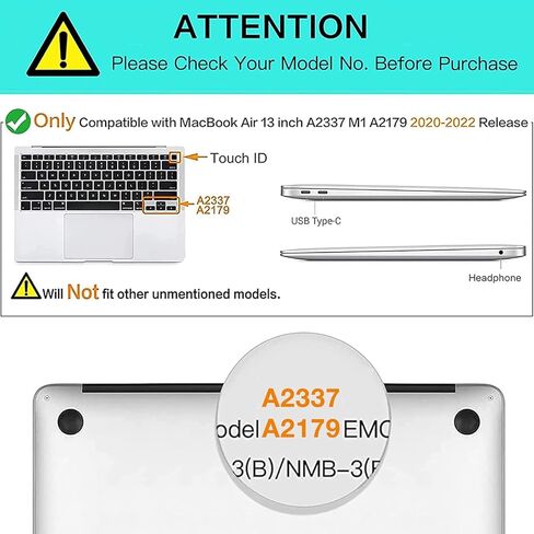 Moseso متوافق مع MacBook Air 13 بوصة Case 2022 2021 2020 الإصدار A2337 M1 A2179 مع معرف الشبك in Kuwait