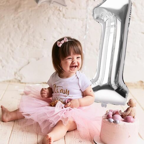 Number 1 Balloons 40 Inch Large Helium Foil Mylar Balloons For Birthdays Party Decorations/Wedding/Anniversary/Graduations/Baby Shower (Silver) in Kuwait
