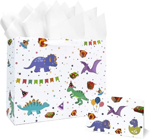 MUNILAIL 13 Inches Large Gift Bag for Boys Construction Vehicle Gift Bag with Handle Tissue Paper and Greeting Card for Birthday Vehicle Themed Party Large Paper Gift Bag in Saudi Arabia