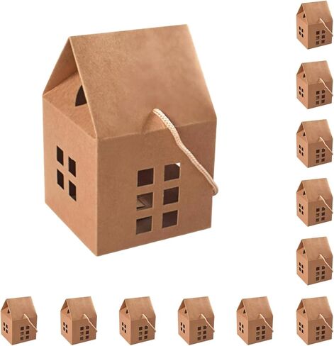 HAN SHENG 30 Pcs House Shaped Candy Boxes Kraft Paper Gift Boxes Wedding Favor Boxes Candy Storage Boxes Packing Boxes Decoration for Wedding Christmas Birthday Party Ornament Container in Kuwait