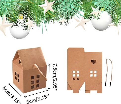 HAN SHENG 30 Pcs House Shaped Candy Boxes Kraft Paper Gift Boxes Wedding Favor Boxes Candy Storage Boxes Packing Boxes Decoration for Wedding Christmas Birthday Party Ornament Container in Kuwait
