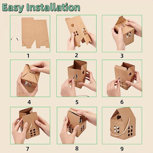 HAN SHENG 30 Pcs House Shaped Candy Boxes Kraft Paper Gift Boxes Wedding Favor Boxes Candy Storage Boxes Packing Boxes Decoration for Wedding Christmas Birthday Party Ornament Container in Kuwait