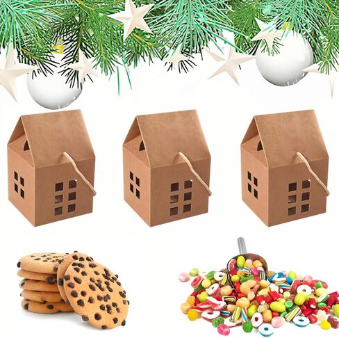 HAN SHENG 30 Pcs House Shaped Candy Boxes Kraft Paper Gift Boxes Wedding Favor Boxes Candy Storage Boxes Packing Boxes Decoration for Wedding Christmas Birthday Party Ornament Container in Kuwait