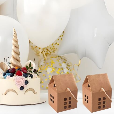 HAN SHENG 30 Pcs House Shaped Candy Boxes Kraft Paper Gift Boxes Wedding Favor Boxes Candy Storage Boxes Packing Boxes Decoration for Wedding Christmas Birthday Party Ornament Container in Kuwait