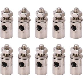 RC Push Rod Connectors, 10 PCS Pull Rod Quick Adjuster Stainless Steel Push Rod Collar RC Boat Push Rod Connector Adapter Servo Rod Connectors for RC Model Airplane Plane, Silver 1.8mm