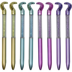 Maydahui 24 PCS Snake Shaped Ballpoint Pens Novelty Cobra Pen Retractable Bling Rhinestones Pen Colorful Crystal Quicksand Pens Black Ink for School Party Home