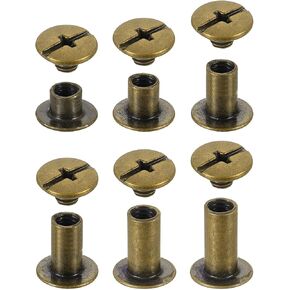 uxcell 90 Sets Chicago Screw Rivets Metal Phillips Head Binding Screws Post Nail Rivet Stud Screw for DIY Leather Belt Bag Craft Bookbinding, 6 Sizes, Bronze