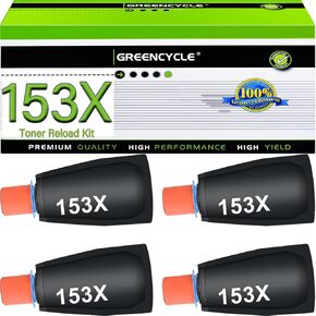 greencycle 153X Compatible Black Toner Reload Kit Replacement for HP W1530X for Laserjet Tank 2504dw, Laserjet Tank MFP 2604sdw 1504 1504w 2504 1604 1604w 2604 2604dw 2606 2606dw(4PC)