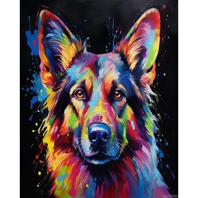 QACEYID Paint by Number Canvas for Creative Souls, Animal Dog German Shepherd, Digital Painting Tools, Let Your Imagination Soar, 40x50cm, Without Frame