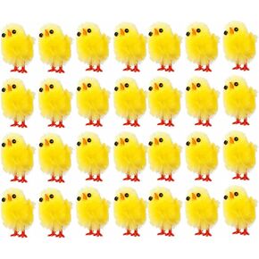 HEALLILY 120pcs 3cm Easter Mini Chicks Set Cartoon Fuzzy Newborn Chicken Easter Funny Party Supplies Easter Chicken Decorations