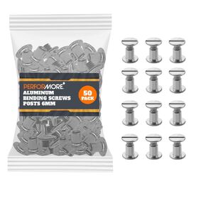 50 Pack of Chicago Screw Post Binding Screws, 6mm Nickel Plated Metal Screw Posts for Scrapbooking, Photo Albums, Binding Leather Repair
