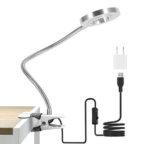 Clip on Lamp Pinkiou Desk Lamp with Clamp for Night Reading Nail Art Makeup Salon LED USB Book Light Clip Clamp Lamp 360°Flexible Gooseneck Bed Lamp 3 Color Models