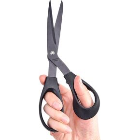 8.5‘’ Bent Fabric Scissors All Purpose Sharp Heavy Duty, Bent Shears for Sewing Crafting Cutting Clothes, Felt, Leather, Paper Supplies, Purple Handle and Rainbow Titanium Coating Blades