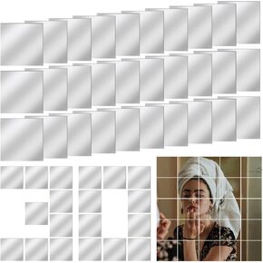 30 PCS Acrylic Mini Mirror Tiles Self Adhesive, 2 Inches Square High-Definition Tiny Mirror Tiles for Crafts and Home Wall Tables Kitchen Bathroom Decoration