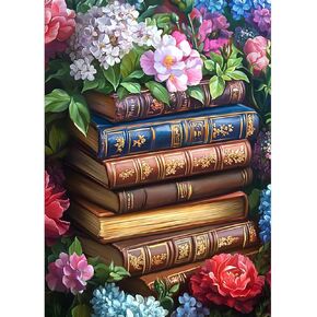 MEIYUDA Books Diamond Art Kits for Adults, Flower Spellbook 5D Diamond Painting for Adults, DIY Magic Books Gem Art Crystal Rhinestones Crafts Painting for Home Wall Decor and Present 12x16inch