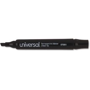 Universal Chisel Tip Permanent Marker, Broad Chisel Tip, Black, Dozen