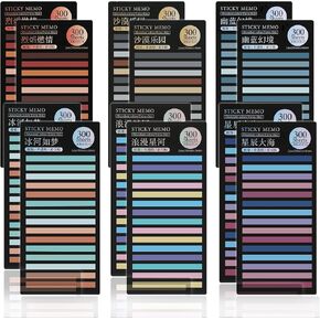 3600 Sheets Highlighter Tape Strips, Transparent Page Markers Sticky Index Tabs Removable Sticky Highlighter Strips for Annotating Books Index Note Memory Office School (6 Styles)