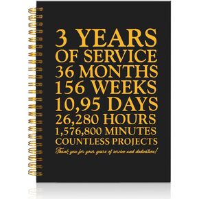 10 Years of Service Black Golden Thank You Spiral Notebook,10th Anniversary Work Commemoration, Staff Service Recognition Gifts,Thank You 10 Years Work Gifts for Coworkers