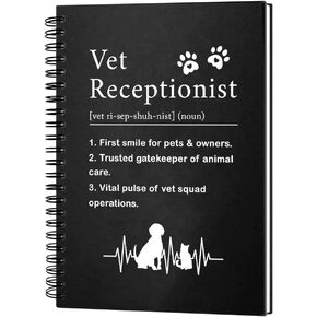 Vet Receptionist Definition 160 Blank Pages Hardcover Spiral Notebook, Thank You Gift for Vet Assistant, Vet Receptionist Week Gifts, Vet Tech Appreciation Gift for Veterinary Receptionist