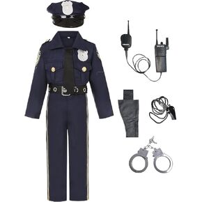 Kids Police Cop Costume for Boys Police Office Costume Halloween Cosplay Party