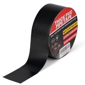 Corrosion Protection Pipe Tape, 10mil Pipe Wrap Tape for Drain Pipe, Metal Electrical Outdoor Underground Pipe, Waterproof PVC Black Tape Thicker for Hose Leak Proof, 4Inch x 33Yard